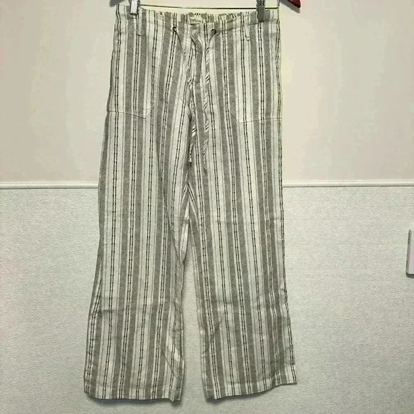 Women's Just Living Pants M White Black Striped - Picture 1 of 14